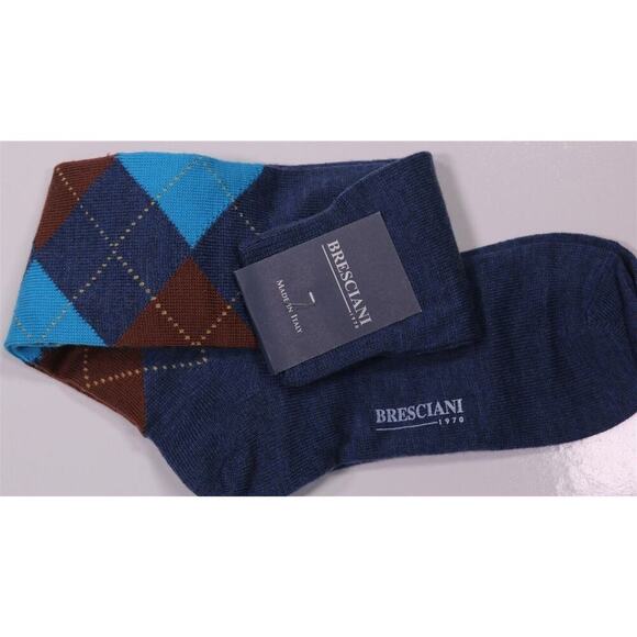 Bresciani Burgundy Argyle Fall/Winter Wool Long Dress Socks Men's New! - Picture 2 of 3
